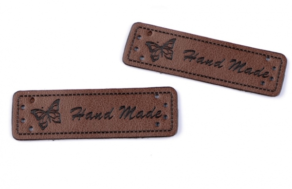 Kunstlederlabel Hand Made dunkelbraun